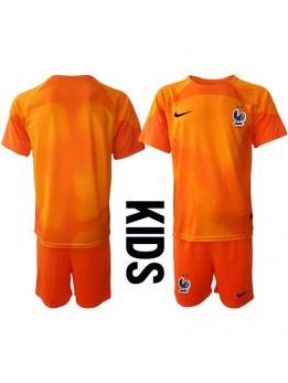 Otroški Nogometna dresi replika Francija Vratar Domači SP 2022 Kratek rokav (+ hlače)